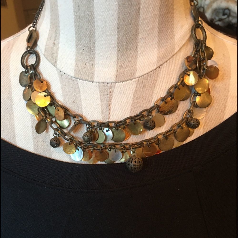 SMALL COIN Metal Double Strand Adjustable Necklace